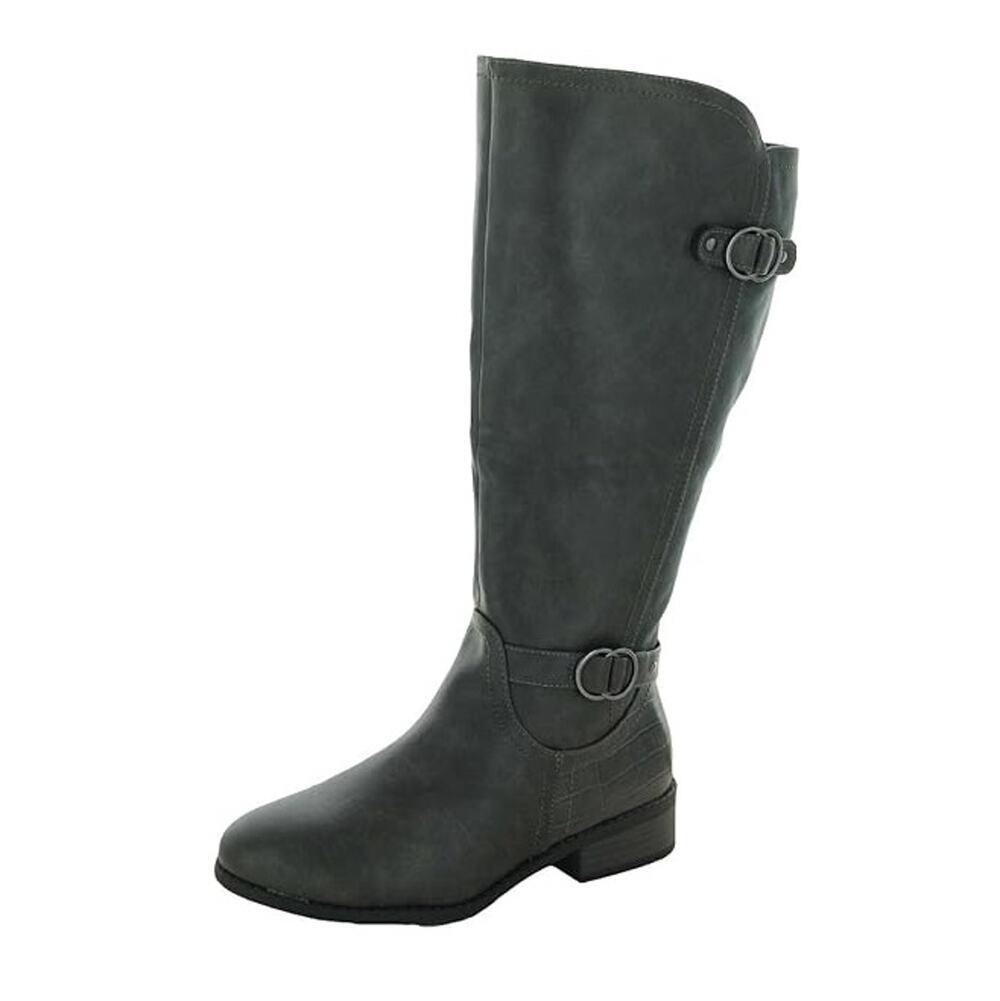 Karen Scott Women Grey Vegan Leather Leandraa Casual Knee-High Boots Size 6.5